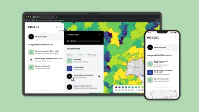 Die Abbildung zeigt eine Grafik eines visualisierten Datenportals auf verschiedenen Endgeräten