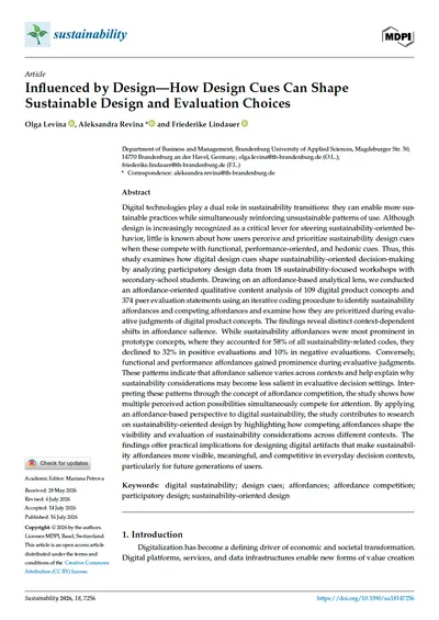 Influenced by Design—How Design Cues Can Shape Sustainable Design and Evaluation Choices 