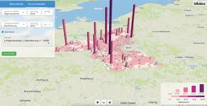 Die Benutzerobfläche von MOSIDI ist dargestellt. Man sieht eine Karte mit integrierten Graphen.