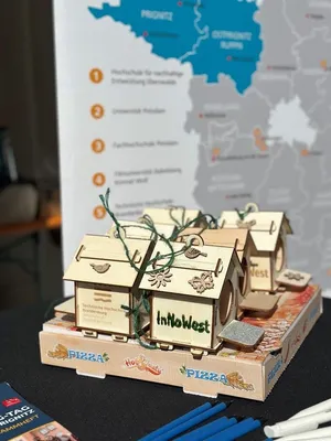 Zu sehen sind nachhaltige, selbst gebaute Vogelhäuser aus Holz.