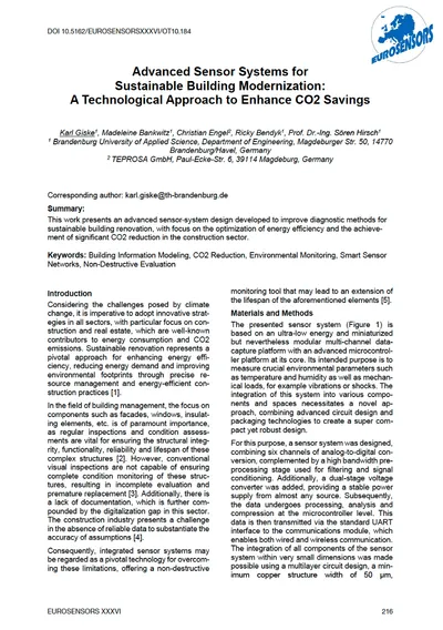 Advanced Sensor Systems for Sustainable Building Modernization: A Technological Approach to Enhance CO2 Savings
