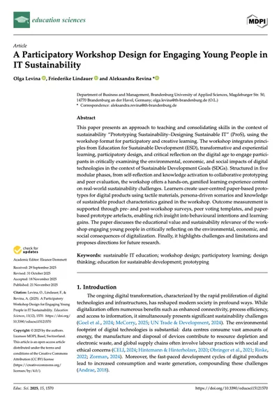 A Participatory Workshop Design for Engaging Young People in IT Sustainability
