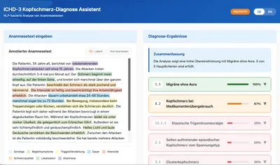 Das Bild zeigt eine Ansicht des aktuellen Prototyps zur Kopfschmerz-Diagnose