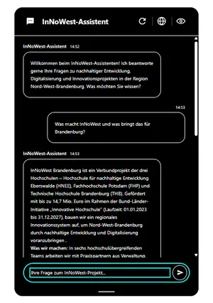 Man sieht einen Screenshot mit der Frage nach InNoWest gefragt
